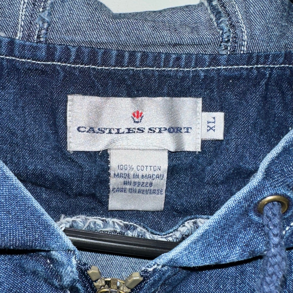 Women’s Castles Sport Hooded Jean Jacket XL Blue Auburn Tigers University Zip Up - Picture 4 of 12